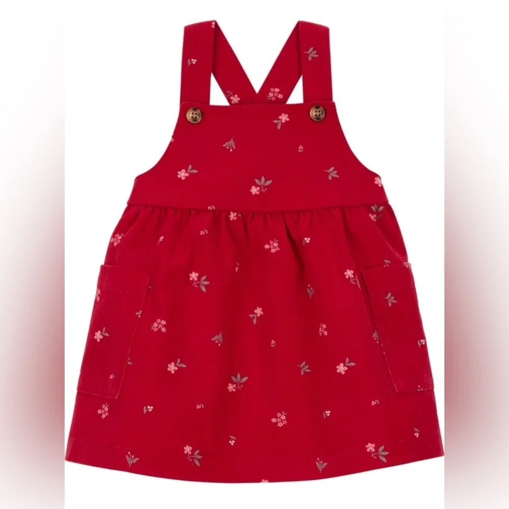 Carter's Red Floral Jumper with White Sleeves